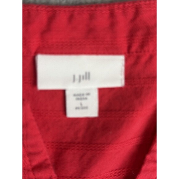 J Jill Red Single-Button Sleeveless Popover Tank Top 100% Cotton - Size L Petite - Picture 5 of 6